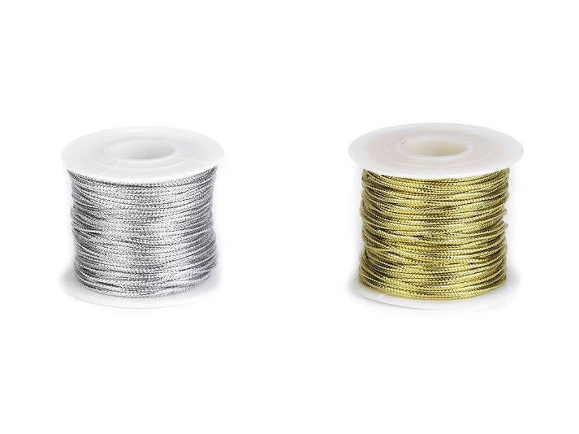 Šňůrka s lurexem Ø2 mm kulatá, vánoční