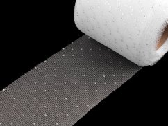 Tylová stuha se stříbrnými puntíky šíře 75 mm