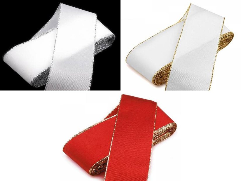Stuha taftová s lurexem šíře 40 mm