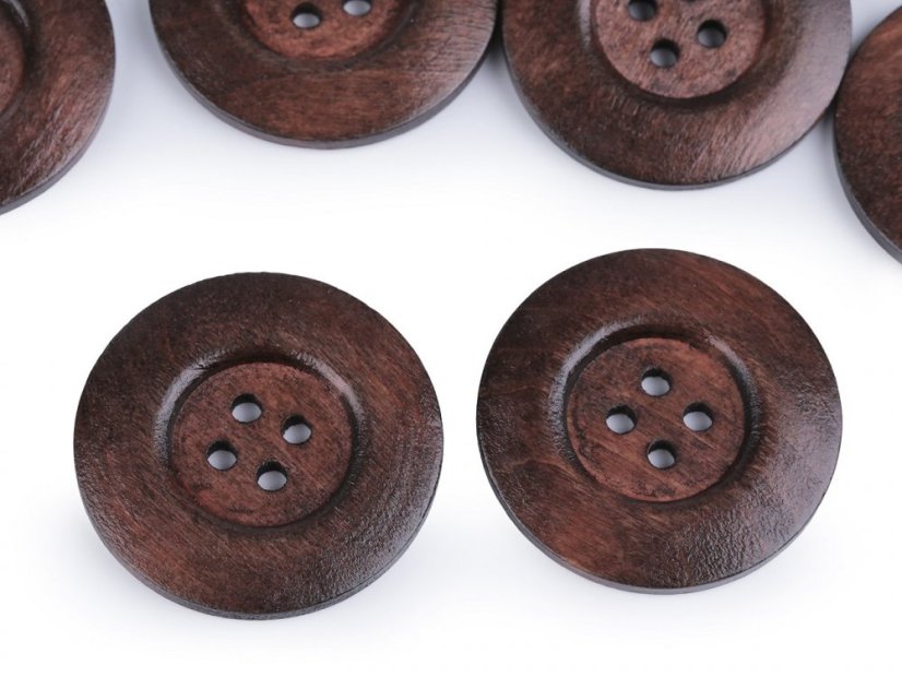 Dřevěný dekorační knoflík čtyřdírkový 40 mm