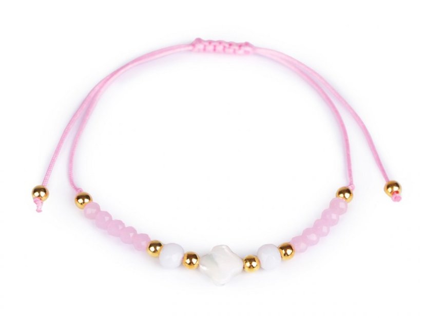 Náramek shamballa s perletí a broušenými korálky