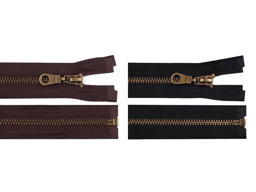 Staromosazný zip šíře 5 mm délka 65 cm bundový