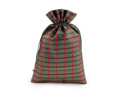 Vánoční dárkový pytlík káro s lurexem 20x30 cm