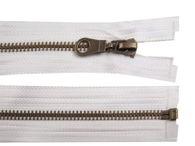 Staromosazný zip šíře 5 mm délka 70 cm bundový