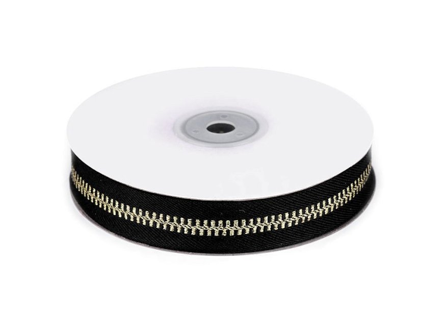 Lampas / oděvní stuha s lurexem šíře 20 mm imitace zipu