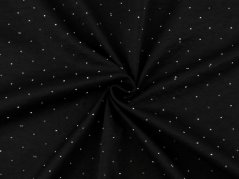 Oděvní strečová tkanina s kamínky hotfix