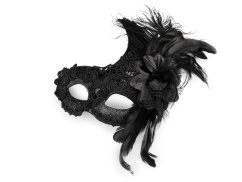 Karnevalová maska - škraboška krajková s peřím