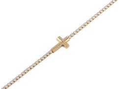 Štrasový náramek z nerezové oceli křížek