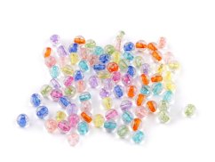 Plastové korálky ploškované, tranparentní s barevným průvlekem Ø6 mm, 8 mm
