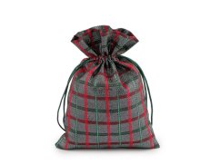 Vánoční dárkový pytlík káro s lurexem 13x18 cm