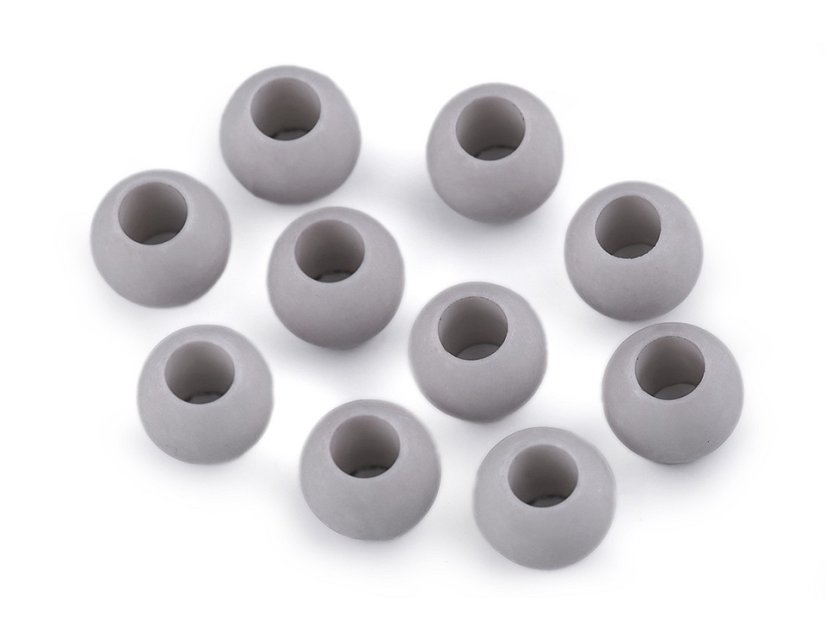 Plastové korálky matné s velkým průvlekem 11x14 mm