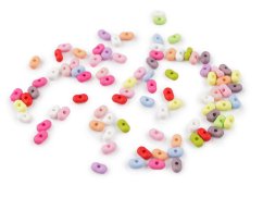 Plastové korálky peanut, barevný mix 4x6 mm