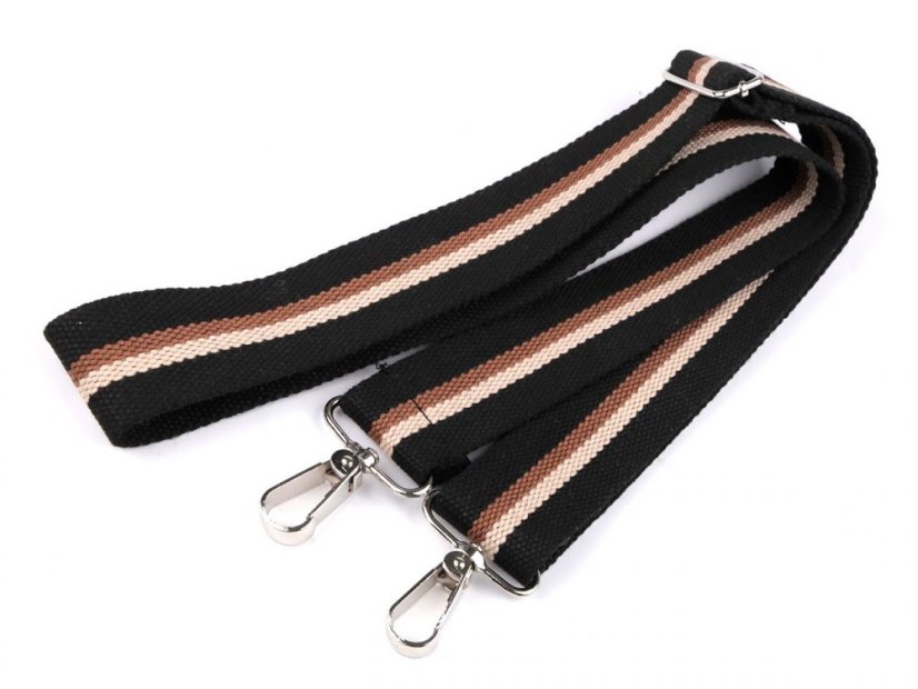 Textilní ucho / popruh na tašku s karabinami délka 79-142 cm