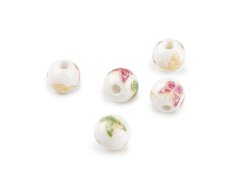Porcelánové korálky s květy Ø10 mm