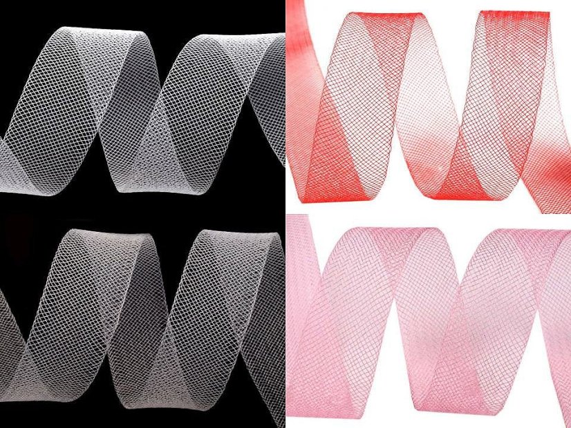 Modistická krinolína na vyztužení šatů a výrobu fascinátorů šíře 2,5 cm