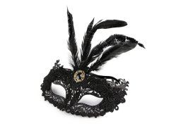 Karnevalová maska - škraboška krajková s peřím