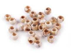 Plastové korálky s velkým průvlekem imitující mramor 10x12 mm