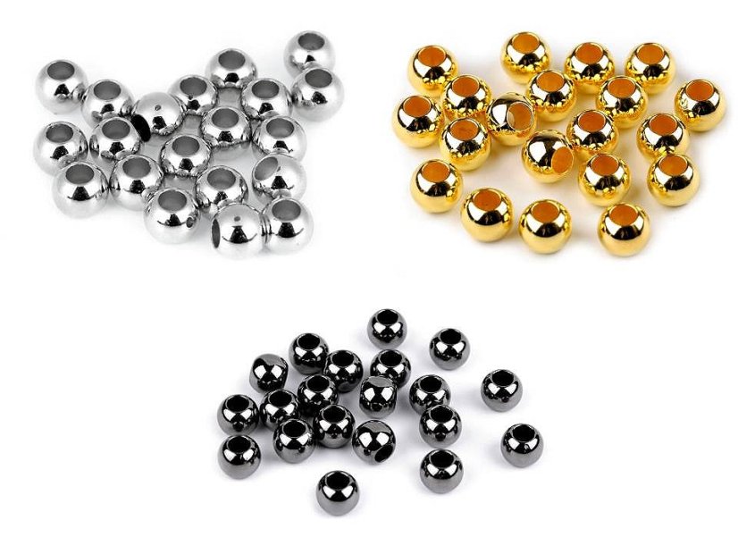 Plastové korálky Metalic s velkým průvlekem / plavkové 8x10 mm