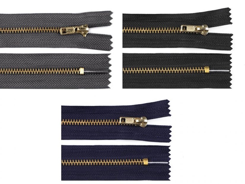 Kovový zip šíře 4 mm délka 18 cm kalhotový