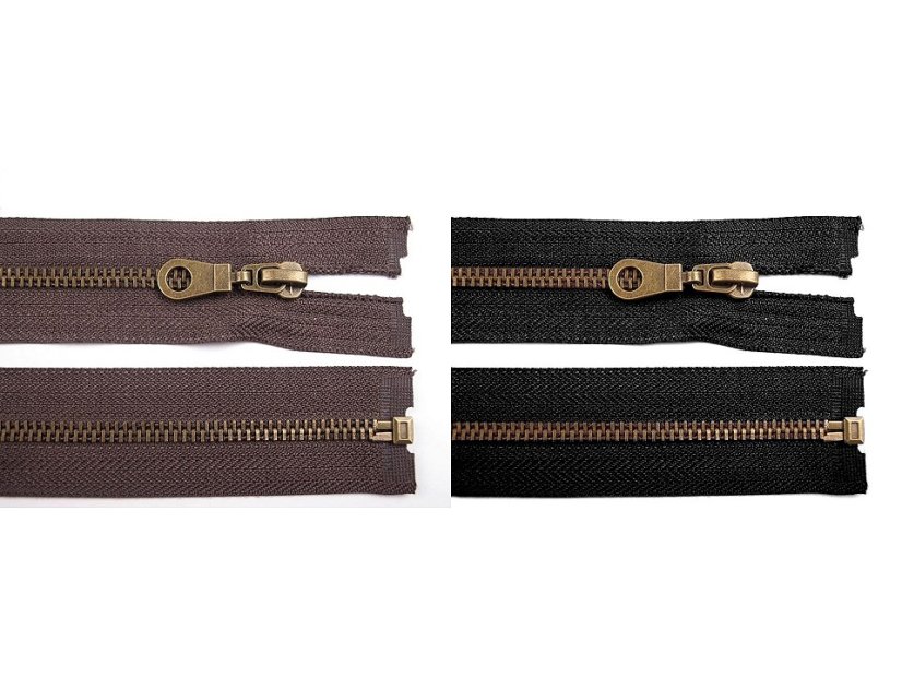 Staromosazný zip šíře 5 mm délka 60 cm bundový