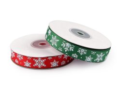 Vánoční rypsová stuha s glitry šíře 15 mm