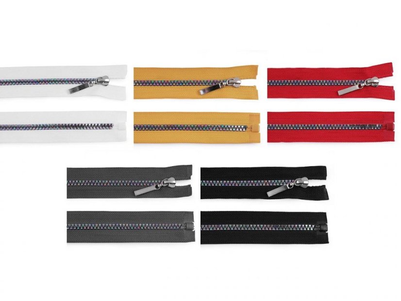 Duhový kostěný zip šíře 5 mm délka 80 cm
