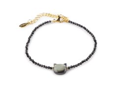 Náramek z broušených korálků kočka