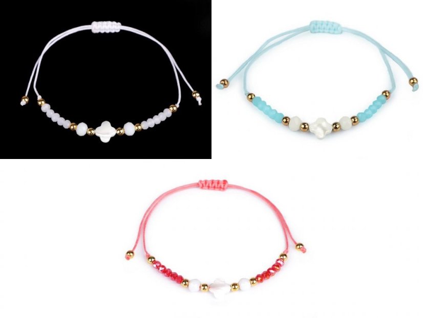 Náramek shamballa s perletí a broušenými korálky