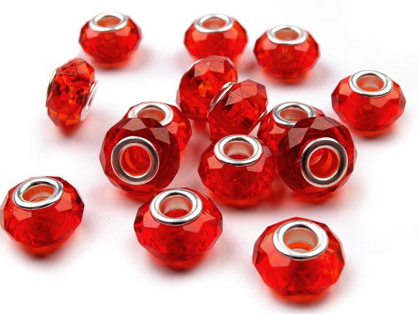 Plastové broušené korálky s velkým průvlekem / plavkové 14,5x9 mm