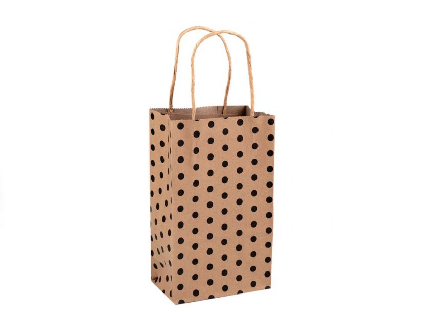 Papírová taška natural s puntíky