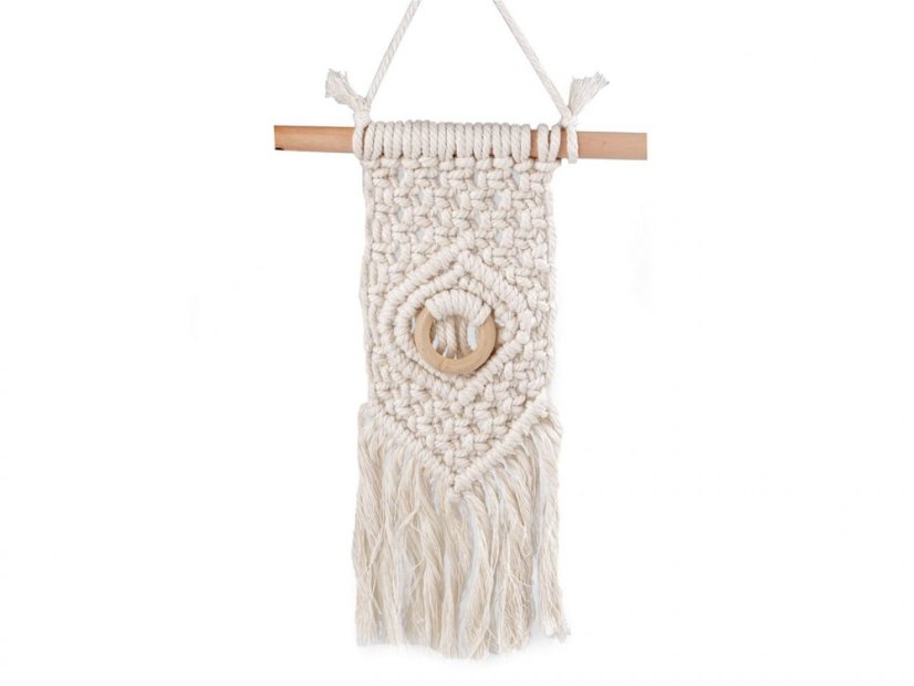 Drhaná dekorace macrame k zavěšení
