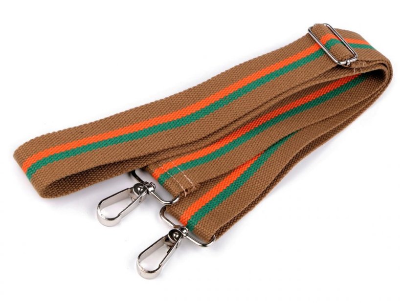 Textilní ucho / popruh na tašku s karabinami délka 79-142 cm