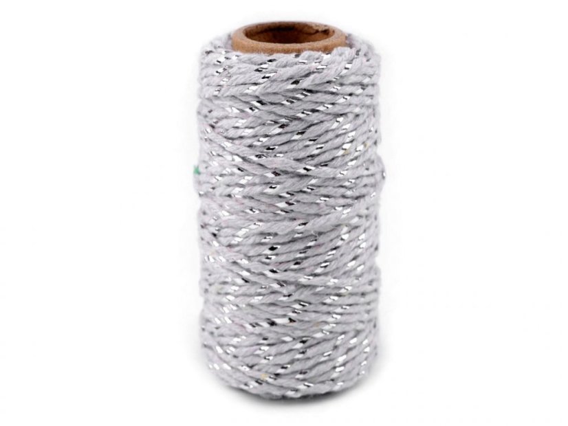 Bavlněná šňůra / provázek Ø1,5 mm s lurexem, vánoční