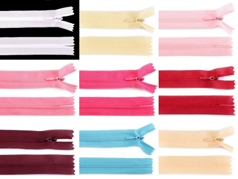 Spirálový zip skrytý šíře 3 mm délka 60 cm dederon