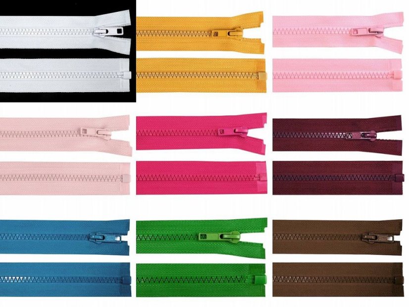 Kostěný zip šíře 5 mm délka 45 cm bundový