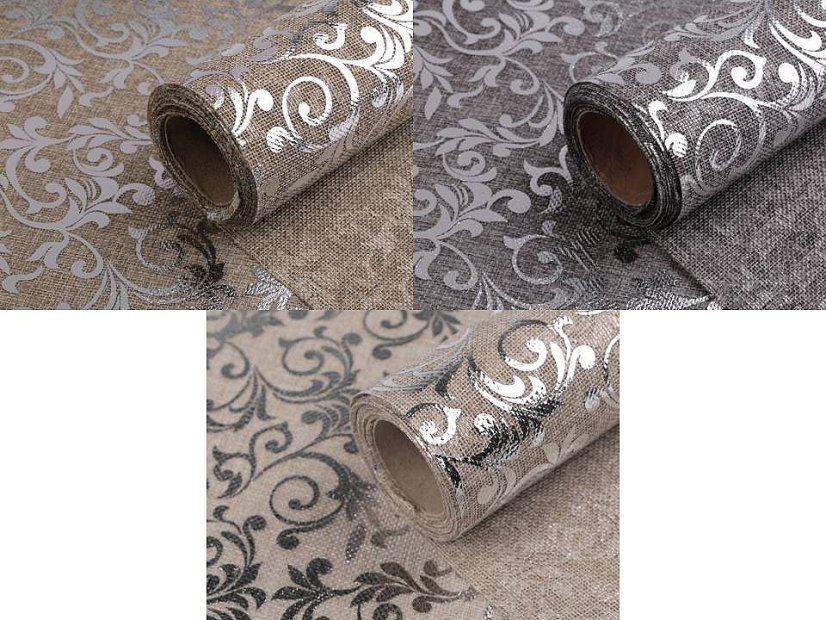 Stuha imitace juty šíře 24 cm ornamenty