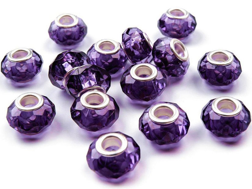 Plastové broušené korálky s velkým průvlekem / plavkové 14,5x9 mm