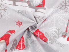 Vánoční bavlněná látka / plátno skřítek