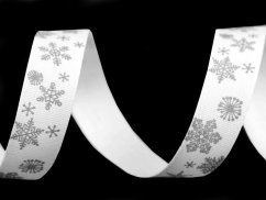 Bavlněná stuha vločky šíře 15 mm vánoční