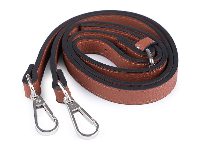 Koženkový popruh / ucho s karabinami na kabelku délka 113-123 cm