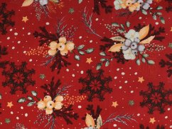 Vánoční bavlněná látka / plátno větvičky